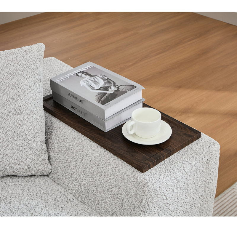 Ensemble 2 pièces gris - Canapé 3 places avec assise rembourrée épaisse et table d'appoint en tissu bouclé pour la maison, canapés gris