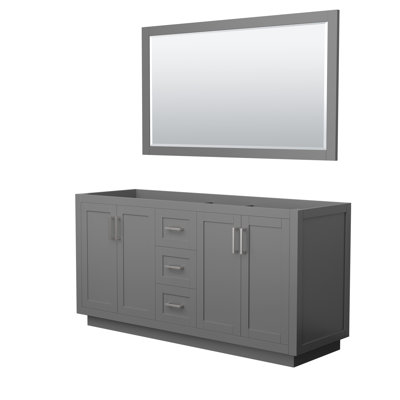 Base de meuble-lavabo double autoportante 65,25 po Miranda avec miroir 58 po Miranda