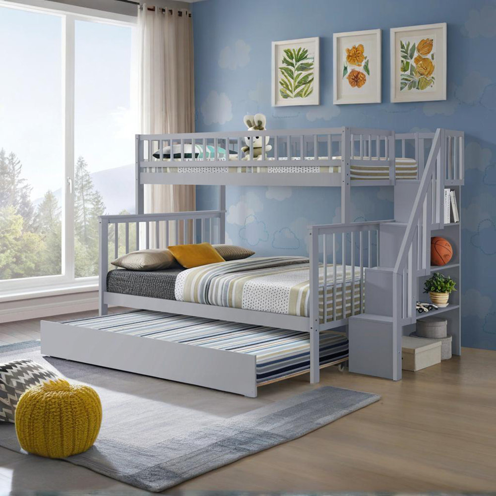 Harriet Bee Twin over Full Stairway Bunk Bed with Trundle | Wayfair