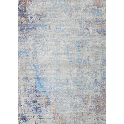 Tapis bleu / beige Atanasa