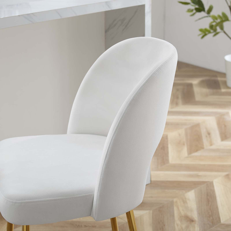 Tabouret de comptoir en velours gris anthracite Rouse Performance, Blanc, Or