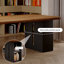 Bureau noyer + bois massif rectangulaire noir + fer-1054978018