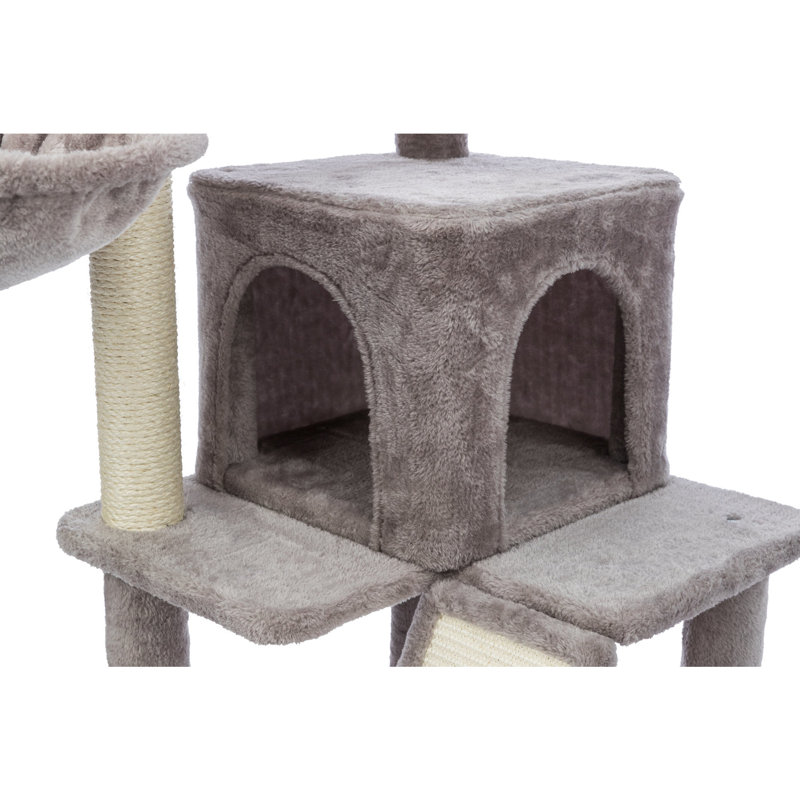 Gray Plush and Sisal 39.4" Cat Tree with Condo