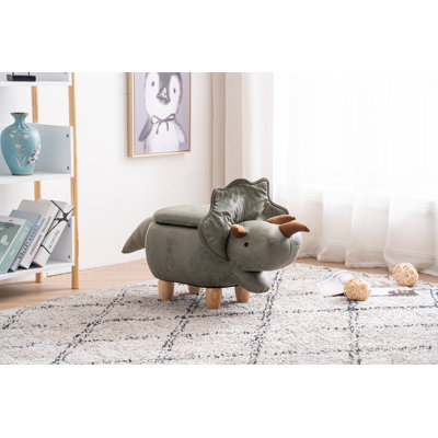Bough 14.17" Wide Faux Leather Dinosaur Storage Ottoman