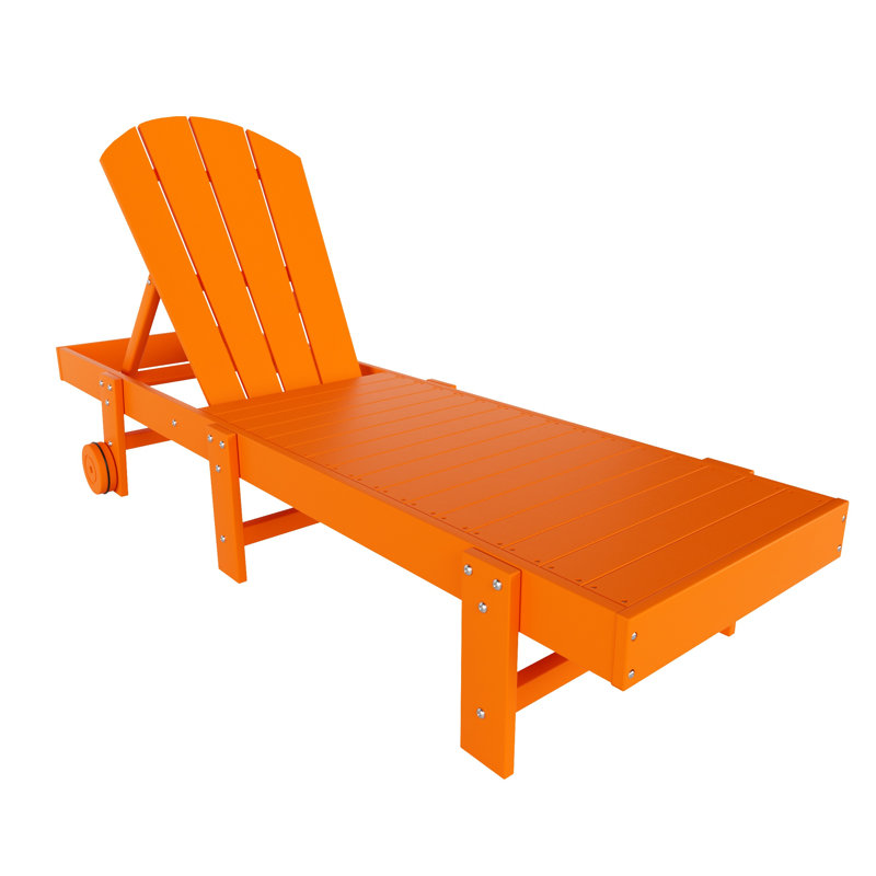 Laguna 77.6" Long Outdoor All-Weather Poly Reclining Single Chaise, Orange