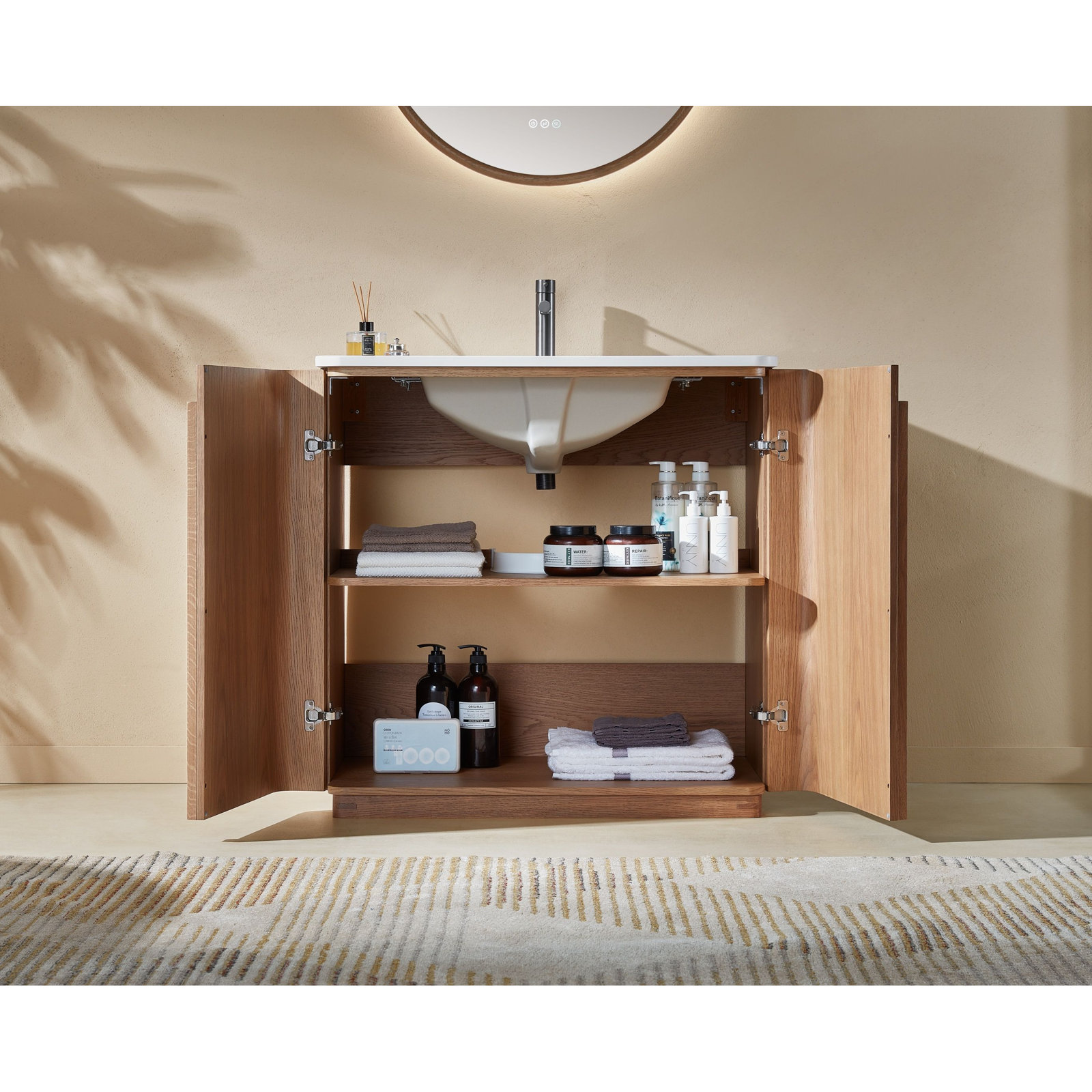 Greely 36" Oak Single Bathroom Vanity, Natural Teak
