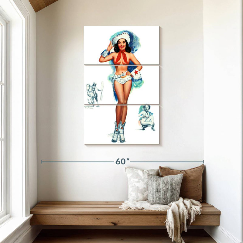 Cow-Girl pin-up, H 45 po x l 28 po