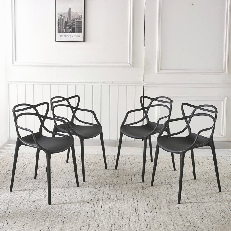 Chaise en plastique 4 pièces, Noir