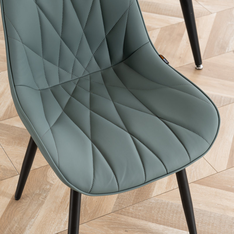 Chaise d'appoint rembourrée en similicuir Chardee, Vert grisâtre