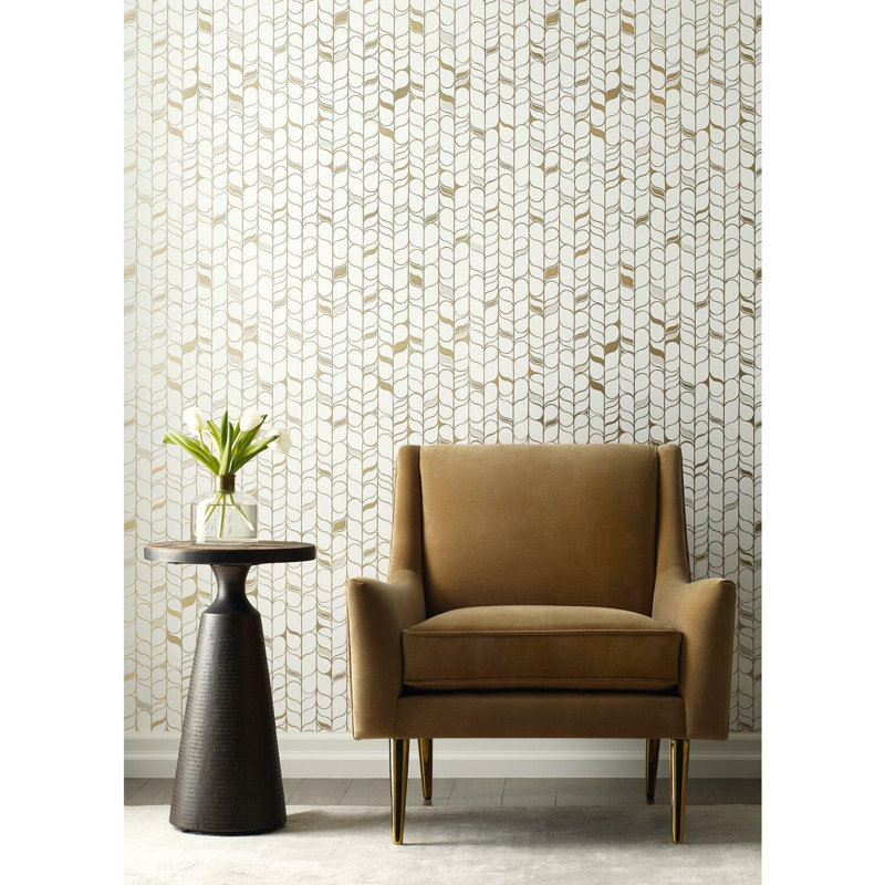 Rouleau de papier peint L 32,79 pi x l 20,8 po Perfect Petals, Blanc / or