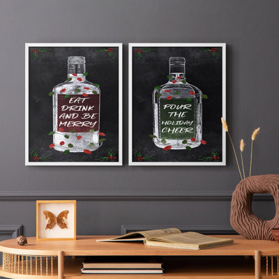 Be Be Merry Wine - reproduction encadrée de qualité supérieure - prête à être accrochée - aucun clou requis - aucun clou requis