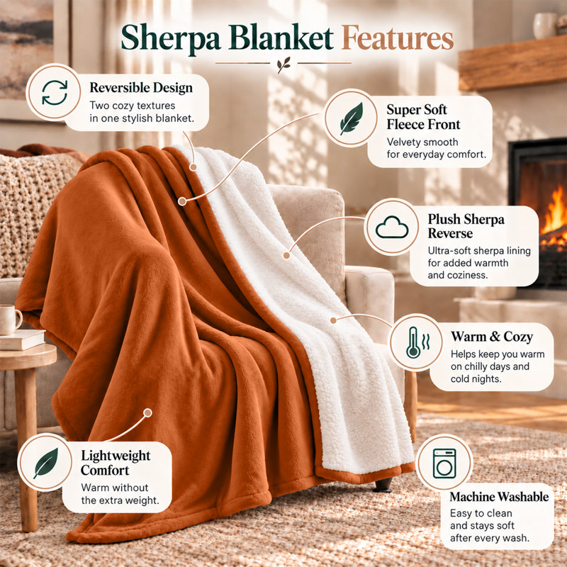 Imperial Homeware London Standard Blanket, Single, Rust