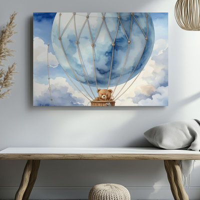 Canvas Hot Air Balloon And Teddy Bear Canvasdreamy Nursery Adventure Art Wall Art Ready To Hang Gallery Wrapped Home Decor Modern Design