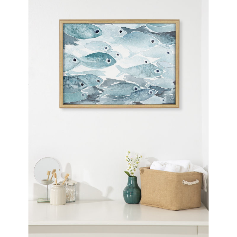 «Aholehole» par Janet Meinke Lau, art mural en verre encadré, Gris
