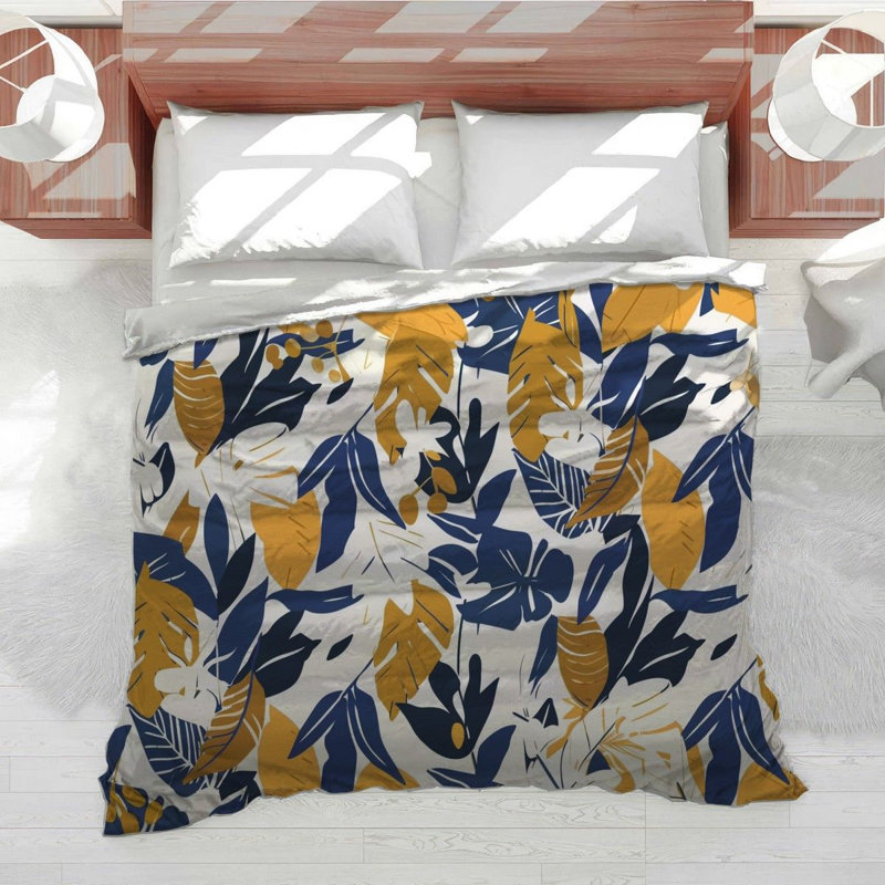 Trendy Floral Plush Microfiber Duvet Cover, Queen Duvet Cover