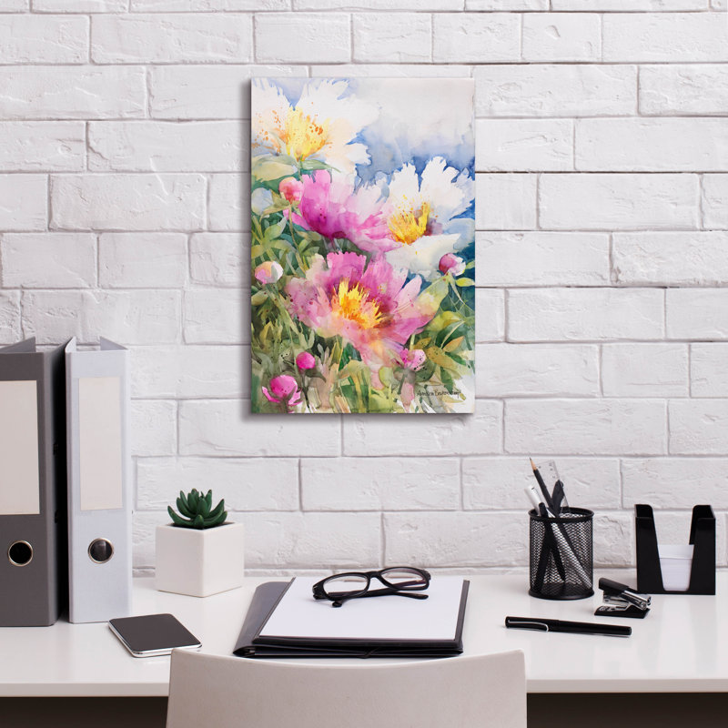 Art mural sur toile Winston Porter «Peony Performance» par Annelein Beukenkamp, H 18 po x l 12 po x P 0,75 po