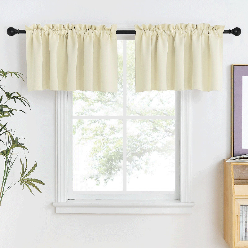 Polyester Blackout Rod Pocket Valance, Light Beige, 52" W x 18" L