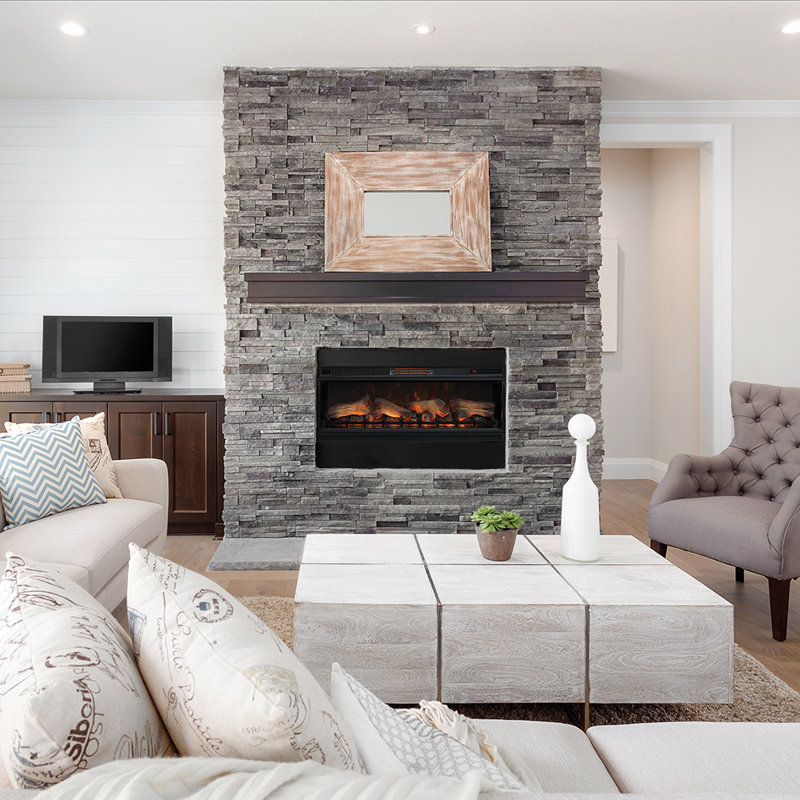 SpectraFire Plus Electric Fireplace Insert, 17.64" H x 42.83" W x 8" D, 3D SpectraFire Plus with Glass Ember Bed
