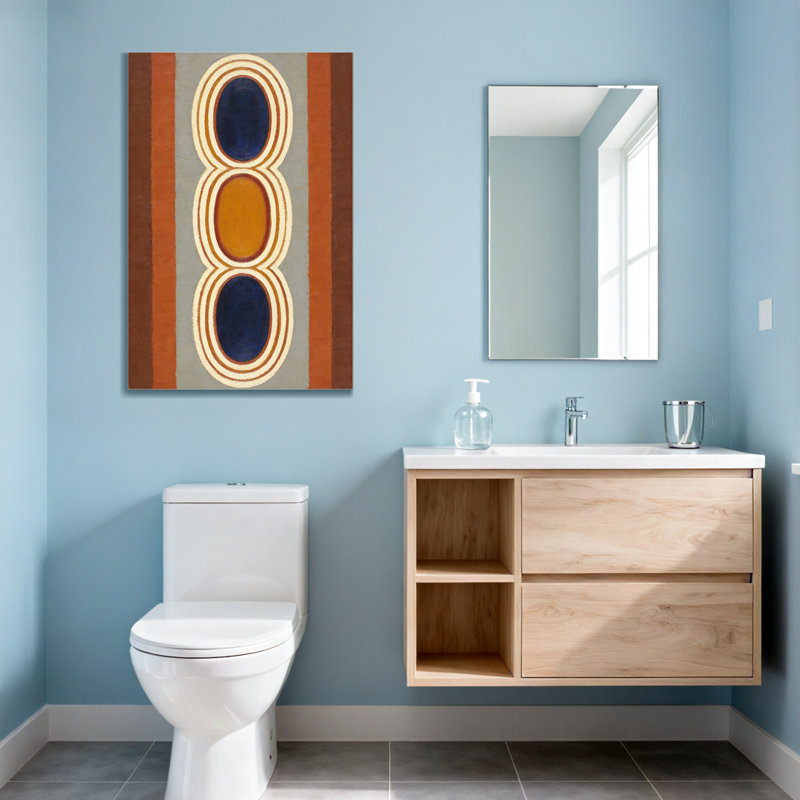 Abstract Vertical Stripes With Nested Ovals In Earth Tones, 40" H x 28" W