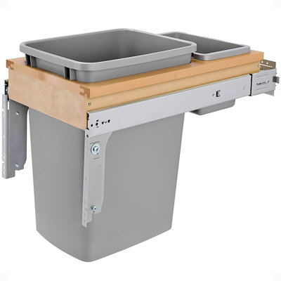 Rev-A-Shelf Wood Top Mount Pullout Trash Can(s) with Soft-Close, 35 qt., Metallic Silver