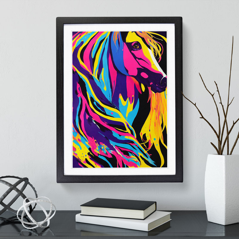 Horse Splash No.5 Abstract - Single Picture Frame Print, 64cm H x 46cm W x 2cm D, Black Framed