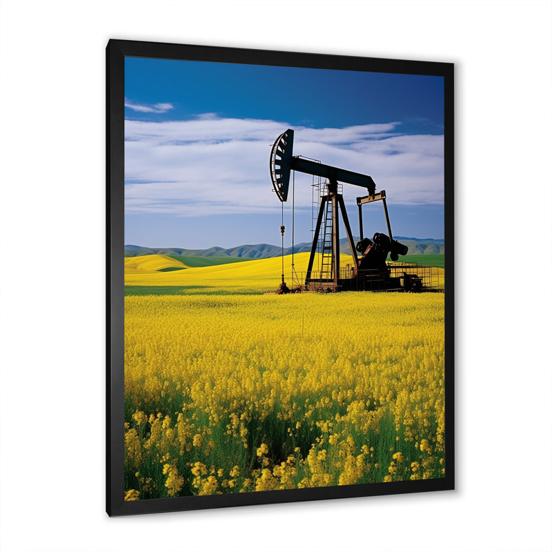 Foreuse à pétrole verte et jaune, H 32 po x l 16 po x P 1 po, Cadre simple noir