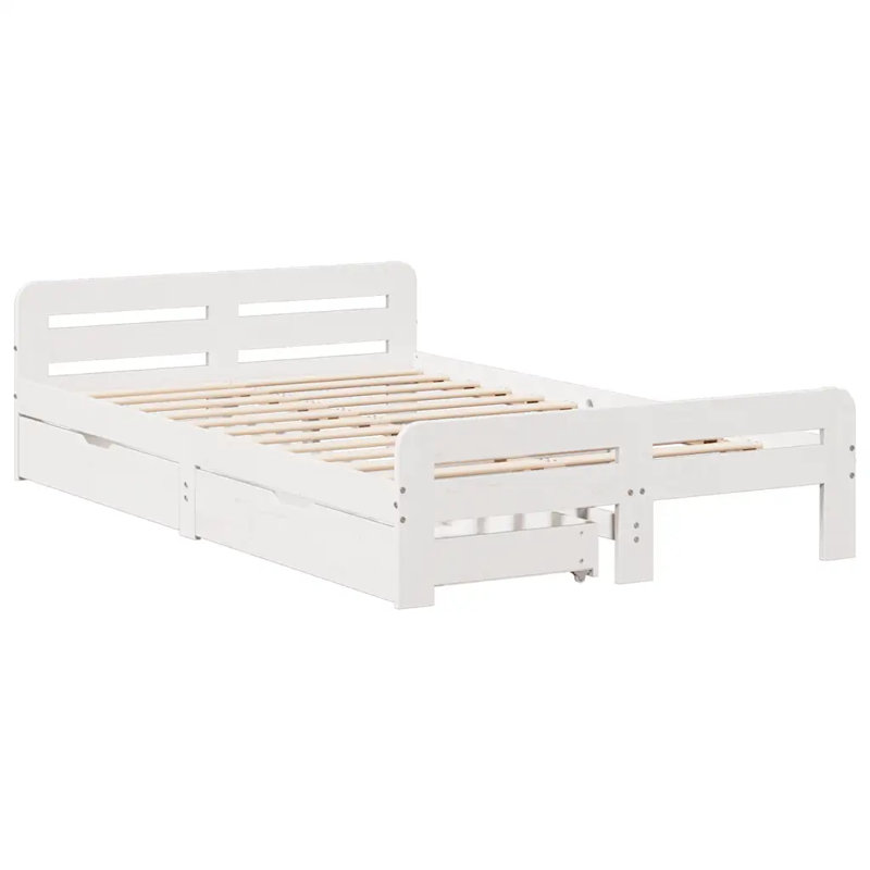 Annliese Solid Wood Bed Frame, Double (4'6), Highgloss Sand Grey