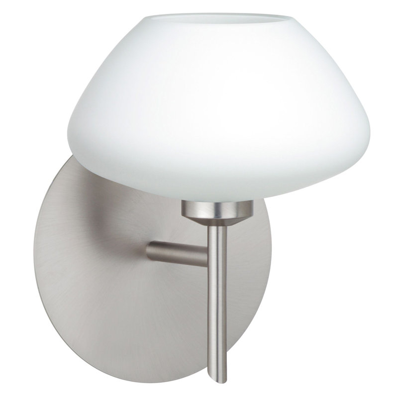 Srinivas Armed Sconce, Satin Nickel, Opal Matte, Incandescent