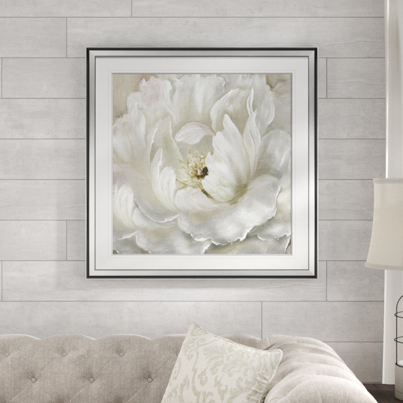 " Perfect Peony ", 24" H x 24" W x 1.5" D, Silver Framed