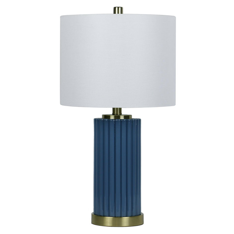 Lampe de table architecturale en verre cylindrique, Bleu