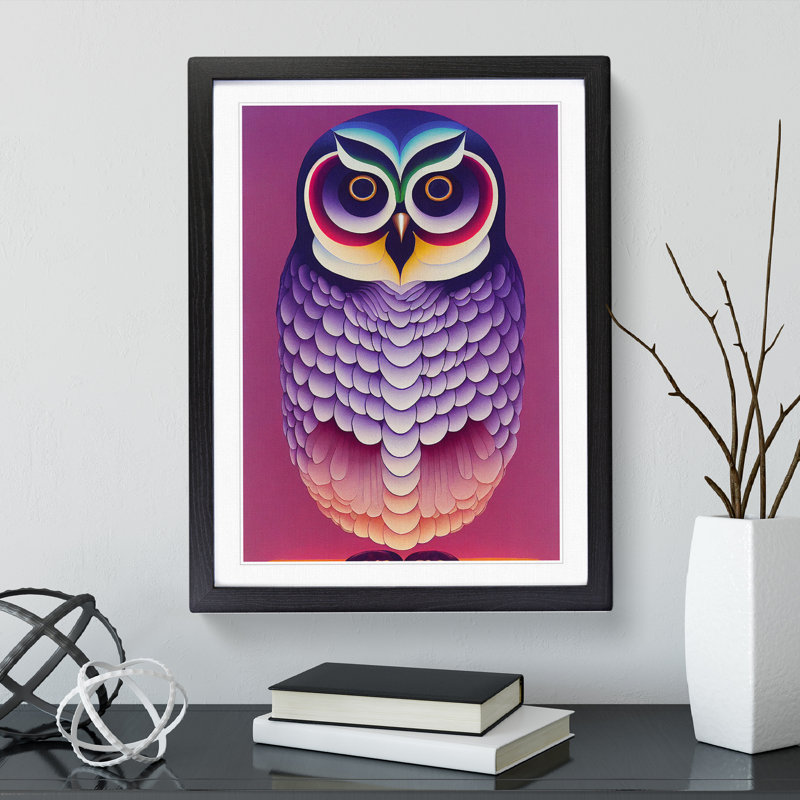 Adventurous Owl Abstract - Wall Art, Black Framed, 36cm H x 27cm W