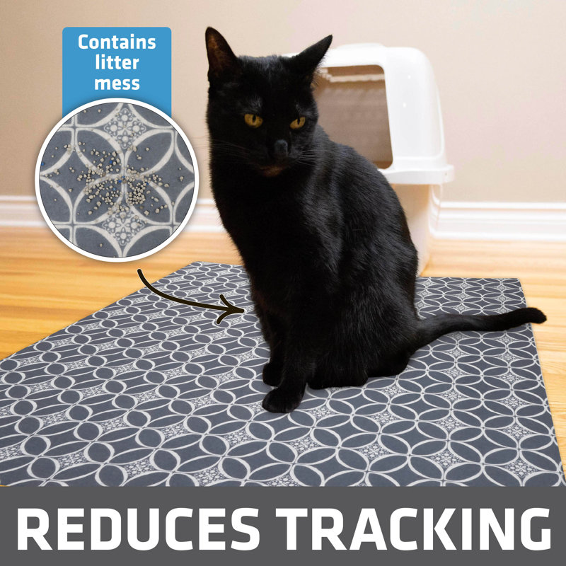 XL Original Cat Litter Mat, Contains Mess from Box, Protects Floors, Urine-Proof, Machine Washable, Soft on Kitty Paws, Absorbent, Waterproof (29”x36”) (Indigo Grey) (USA Made)