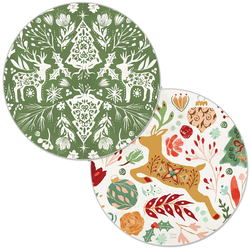 Ensemble de napperons ronds réversibles Floral