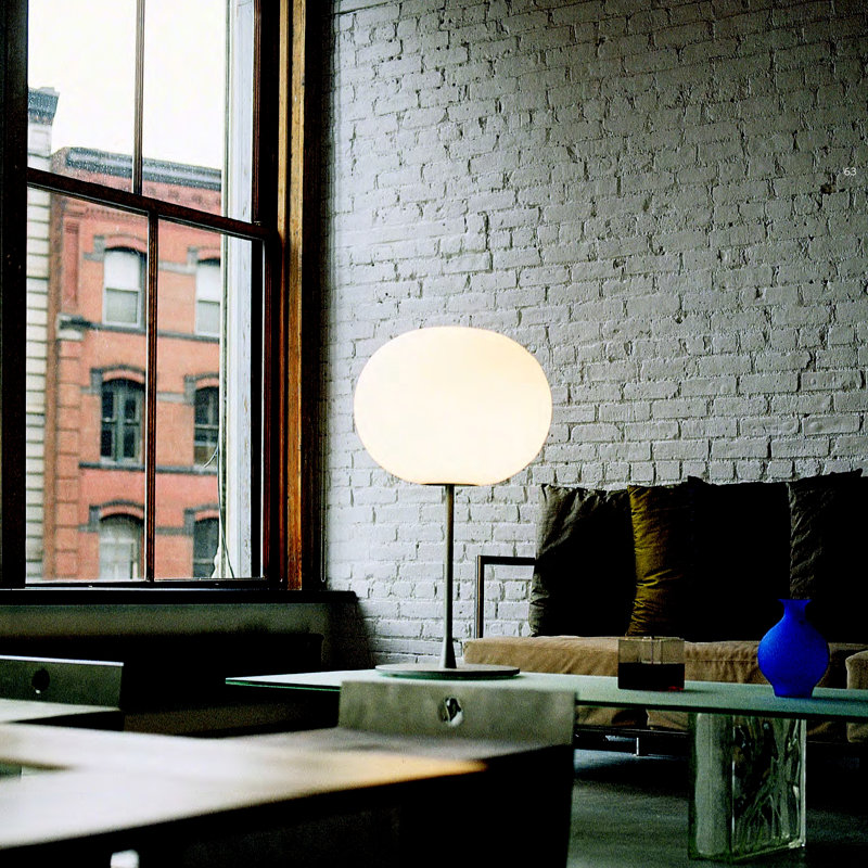 Glo-Ball Glass Table Lamp by Jasper Morrison, Silver, T1- 12.9" / 100W Halogen