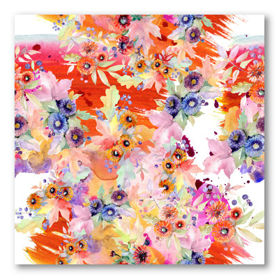 «Vibrant Wild Spring Leaves and Wildflowers VI», peinture sur toile