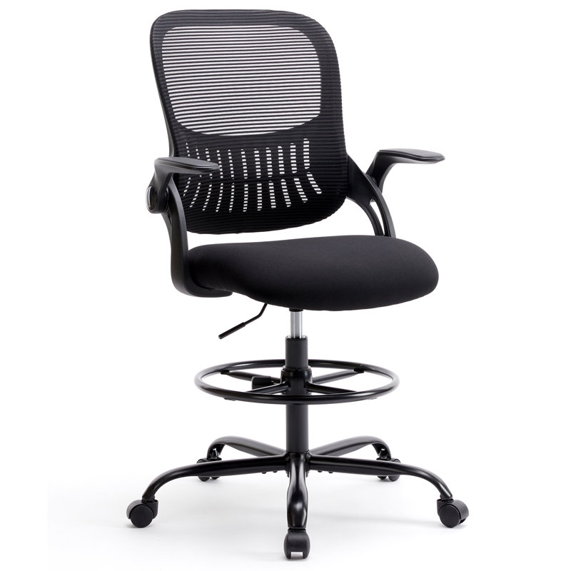 Chaise haute de bureau ergonomique avec accoudoirs relevables Sweetcrispy, Noir, noir, noir, noir, Noir, noir, noir, noir