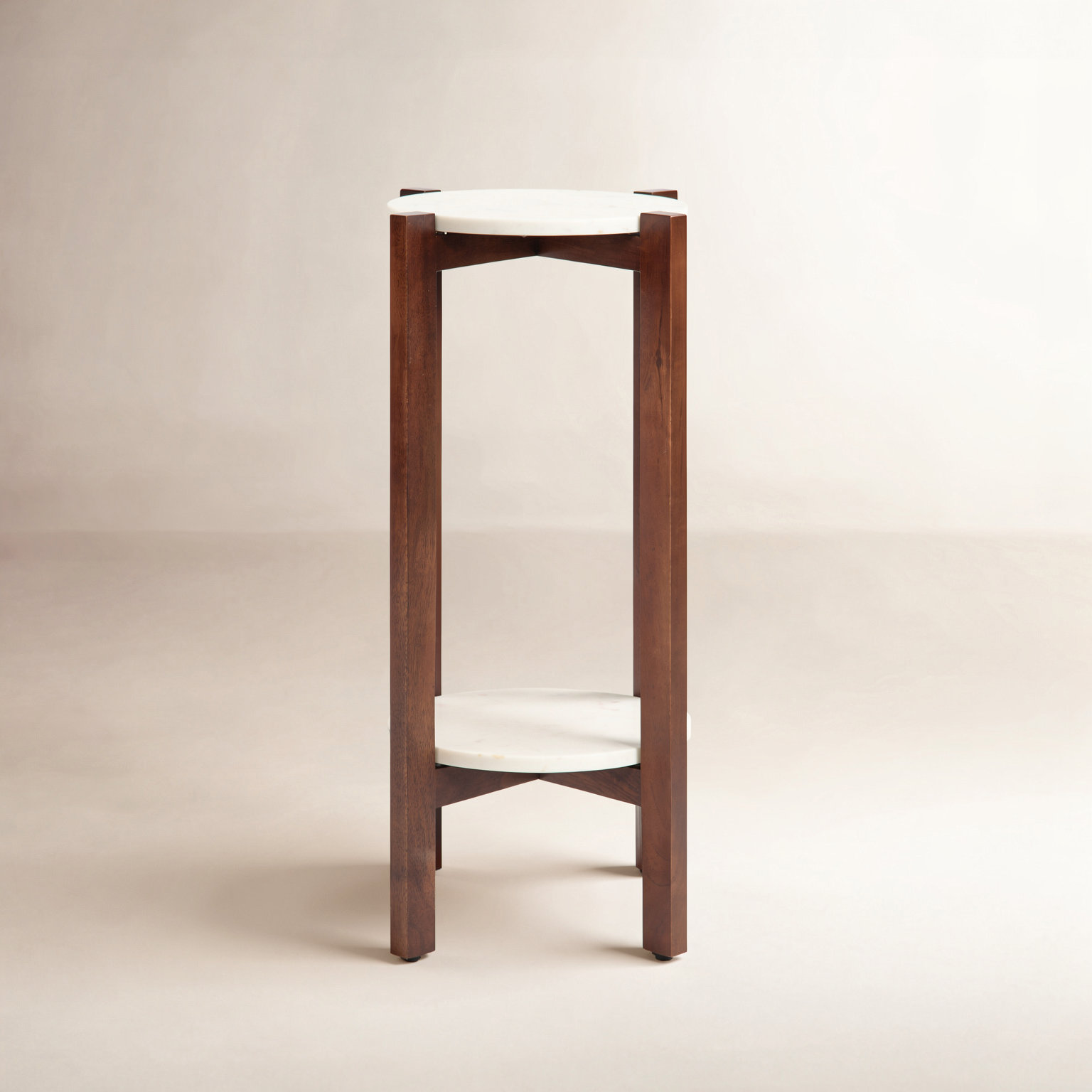 Oakdale Multi-Tiered Plant Stand, Walnut Brown/White, 25" H x 12" W x 12" D