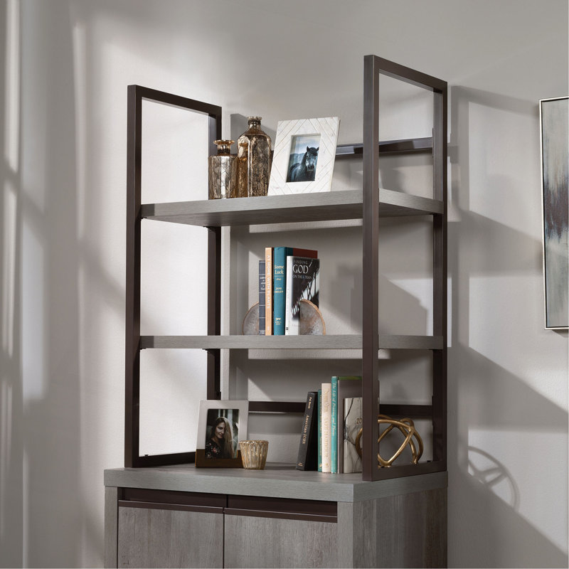Library Hutch with Modern Design, Brown finish