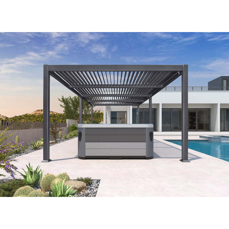 Purple Leaf Louvered Pergola 11.4' X 23.3' Huge Patio Aluminum Pergola Modern Outdoor Pergola With Adjustable Roof For Deck Garden Yard Hardtop Gazebo