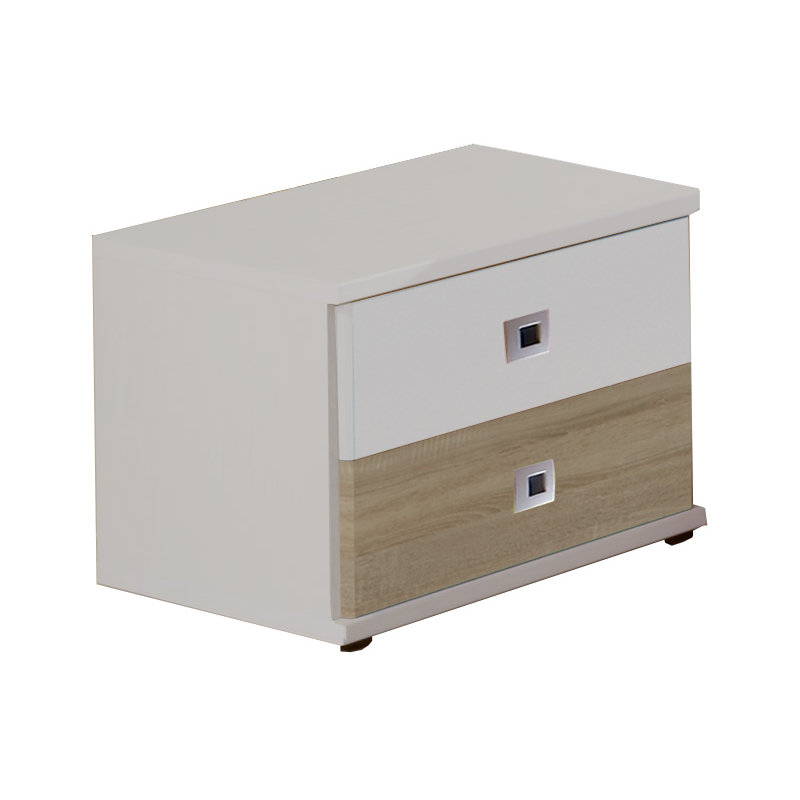 Sunny 2 Drawer Nightstand, White/Grey