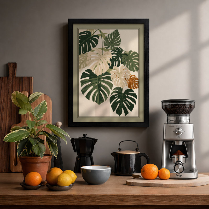 Monstera Study Botanical - Print, A2 - 59.4 x 42.0 cm, Black