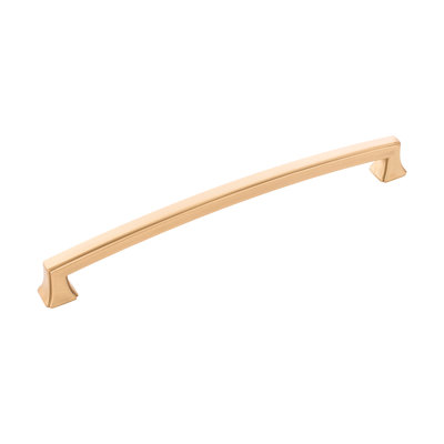 Bridges Collection Handle Pull - 8-13/16" Center to Center Cabinet Pull Brushed Golden Brass - Transitional, Deco Hardware for Drawers & Cabinets