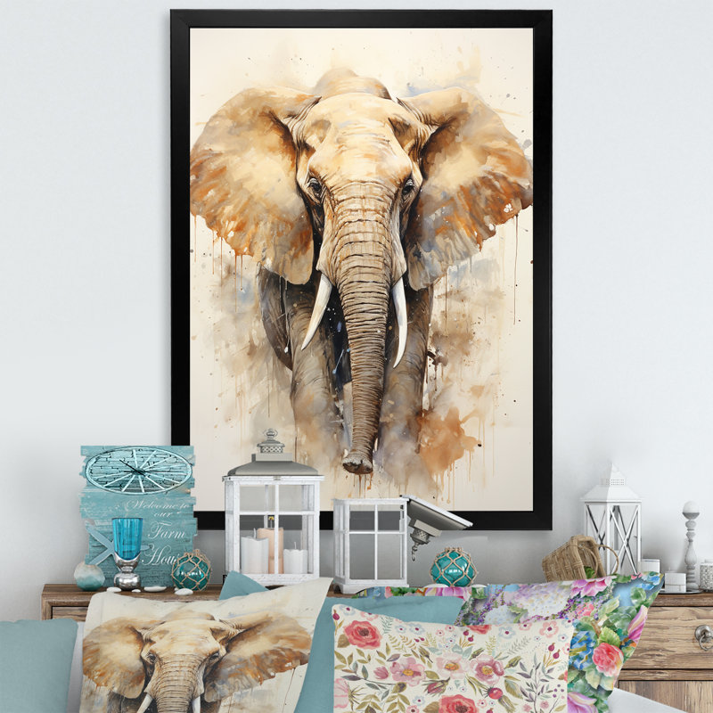 Gentle Elephant Giants sur toile, Cadre simple noir, H 40 po x l 30 po x P 1,5 po