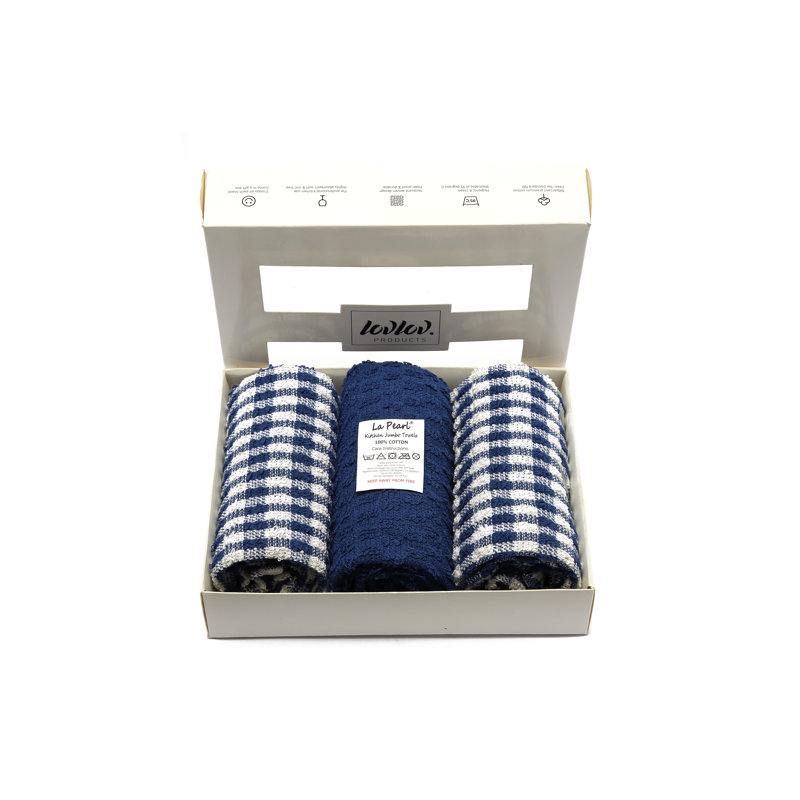 Cotton Jacquard Tea Towel Kitchen Towel, Royal Blue