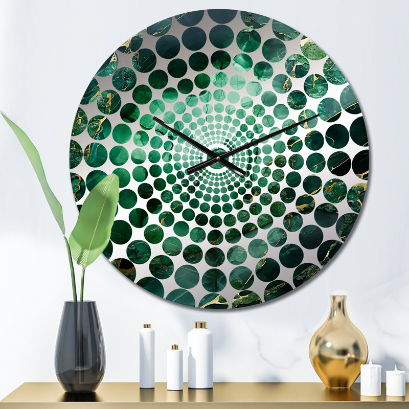 Horloge murale abstraite en cristal Green Crystal Geode Fusion, Petit