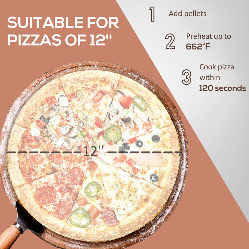 Four à pizza portatif avec pierre tournante de 12 po, pieds pliables, acier inoxydable, portable portable
