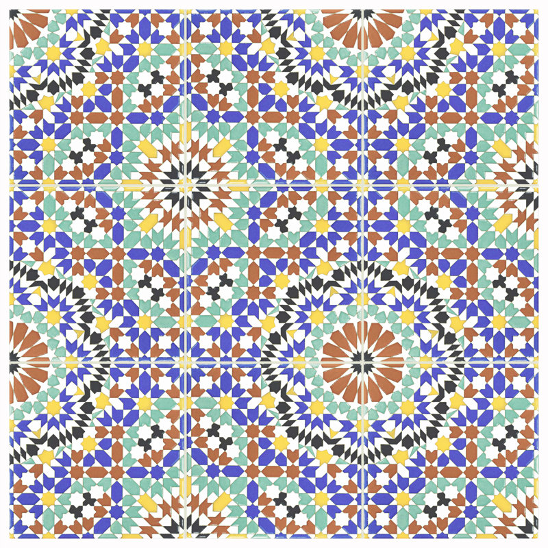 Sevillano Andalusia 8" x 8" Ceramic Patterned Field Tile