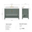 Meuble-lavabo simple 48 po ARIEL Magnolia avec plateau en vert rétro, avec comptoir en quartz blanc Carrara-2125877693-2119354773