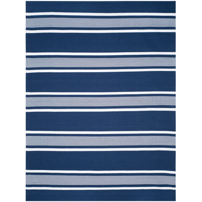 Lauren Ralph Lauren Hanover Stripe Flat Weave, Polyester, Navy Area Rug