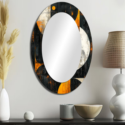 Miroir mural ovale noir et jaune